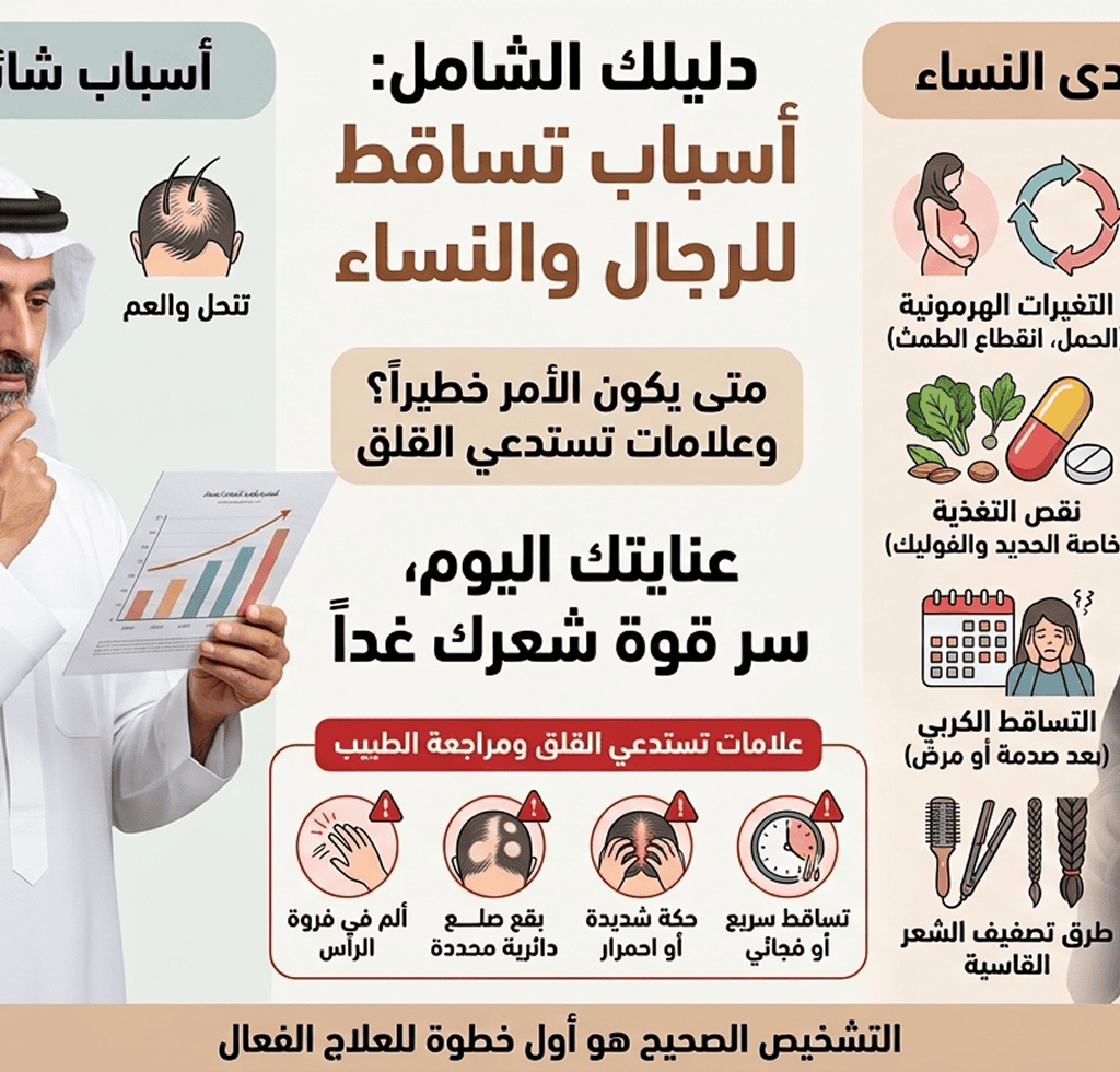 أسباب تساقط الشعر عند النساء والرجال: متى يكون الأمر خطيراً؟