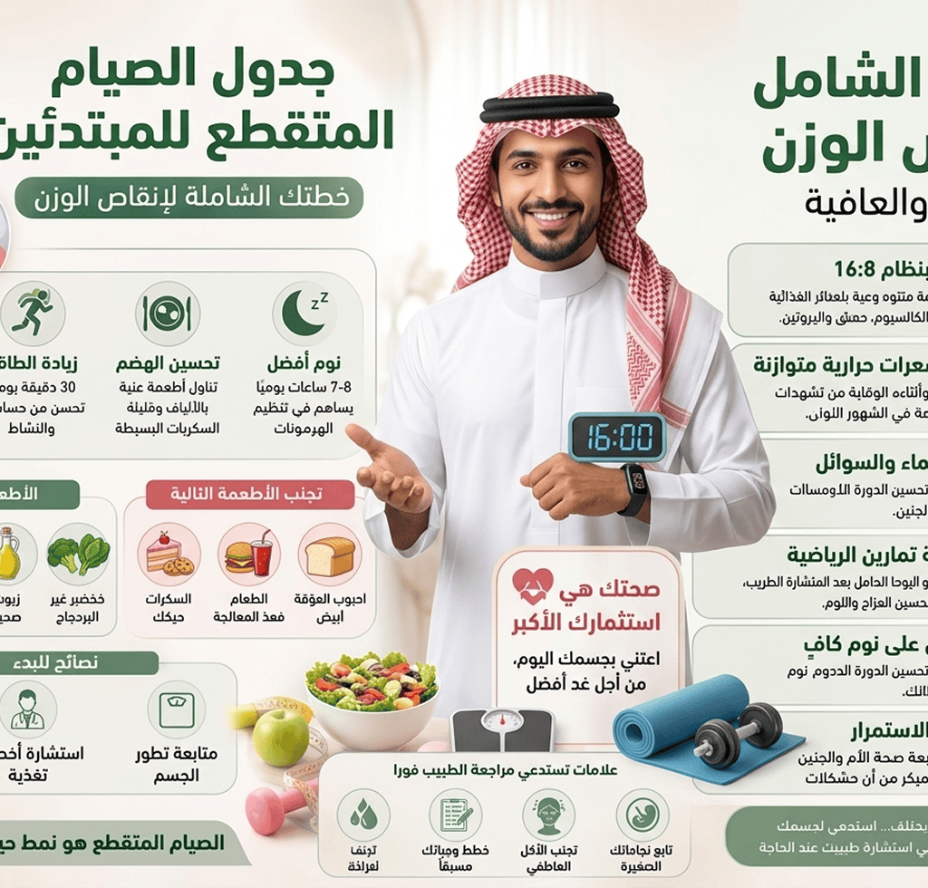 جدول الصيام المتقطع للمبتدئين